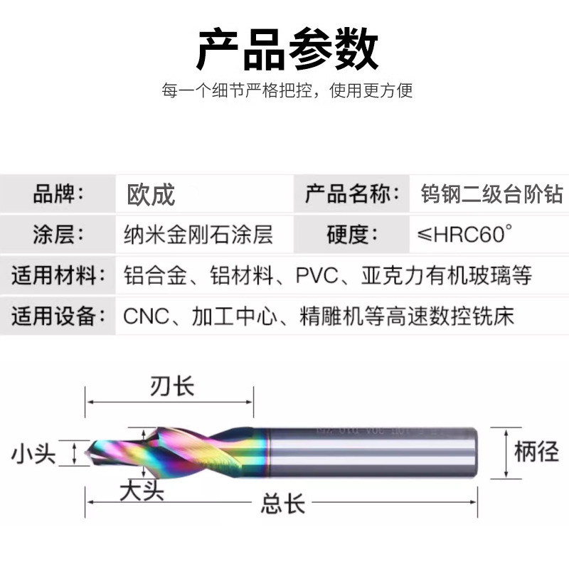 Customized tungsten steel two-step drill, nano-coated aluminum two-step drill, chamfered countersunk hole alloy step drill Application Scenario