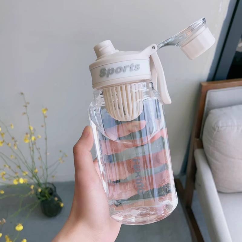 Summer large-capacity water cups, student high appearance level straw cups, double-drinking coffee cups, girls' sports plastic cups wholesale Specification drawing