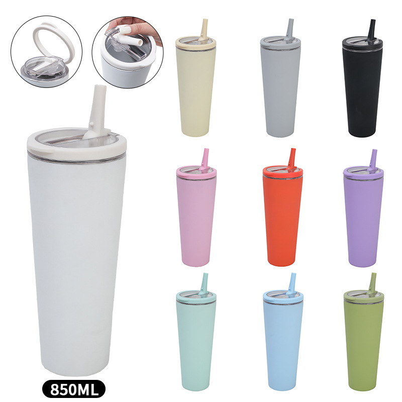 New cross-border manufacturer stainless steel insulated cup with handle, high appearance level, leak-proof cup, large capacity women's straw cup full figure