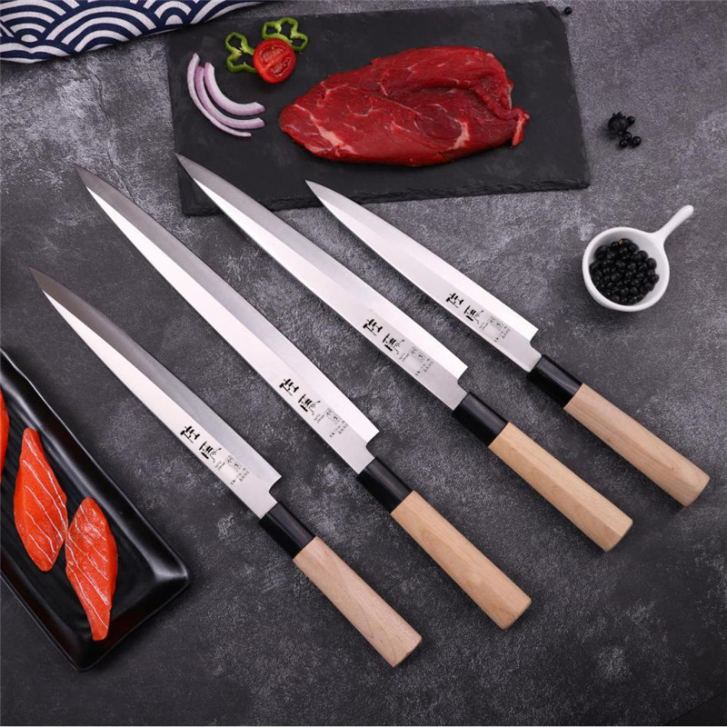 Japanese cuisine knife, sashimi knife, sushi knife, salmon knife, raw fish knife, fish head knife, beef knife Specification drawing