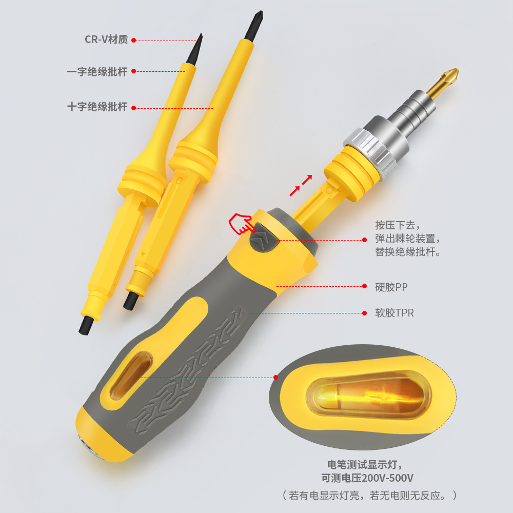 Bamboo roll type household screwdriver set of 33 pieces, multi-functional ratchet with socket, labor-saving screwdriver gift tool details Picture