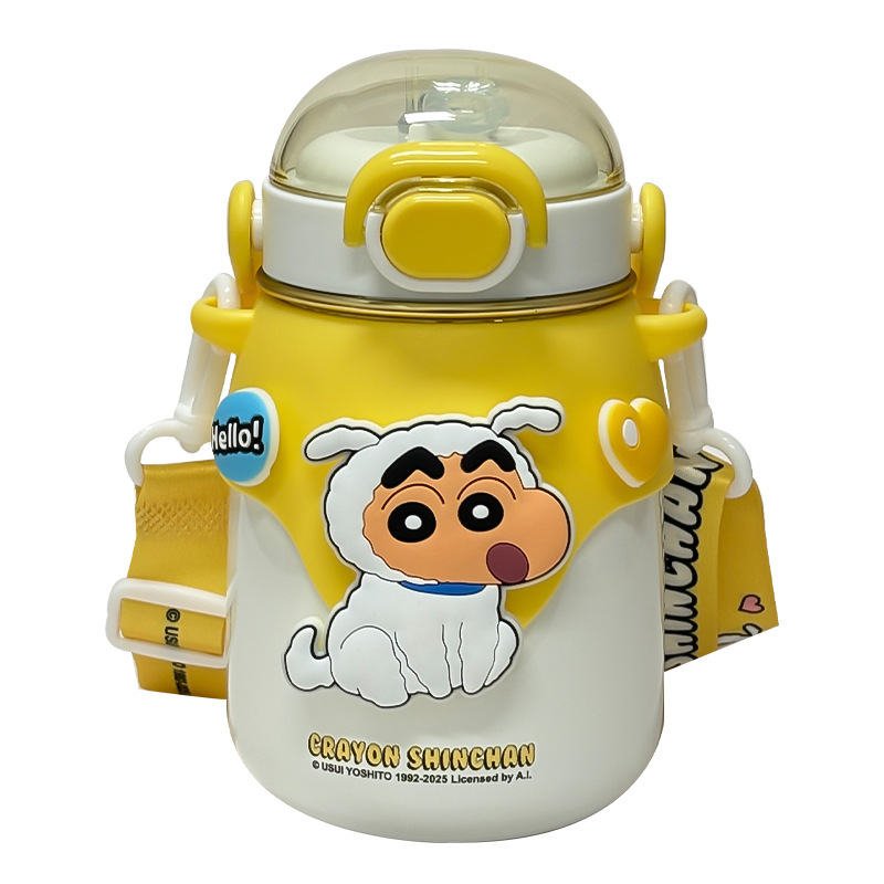 Crayon Shin-chan student small belly insulated cup, lock design, adjustable cup string, silicone spout, large-capacity drinking cup Item Picture