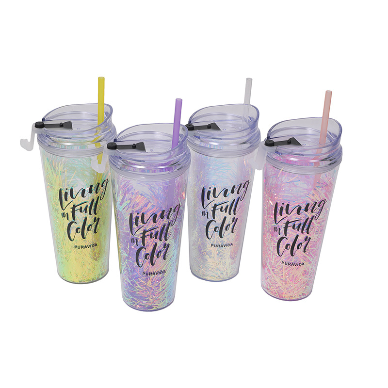 New product direct supply from the manufacturer: Fresh and cute cartoon portable cups, plastic double-layer straw water cups, small gifts, and can be added with logo cups Application Scenario