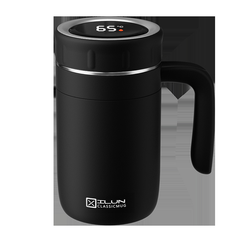 Business intelligence temperature-showing 316 stainless steel water cups for men and women, large-capacity tea-water separation cups, business office insulated cups Item Picture