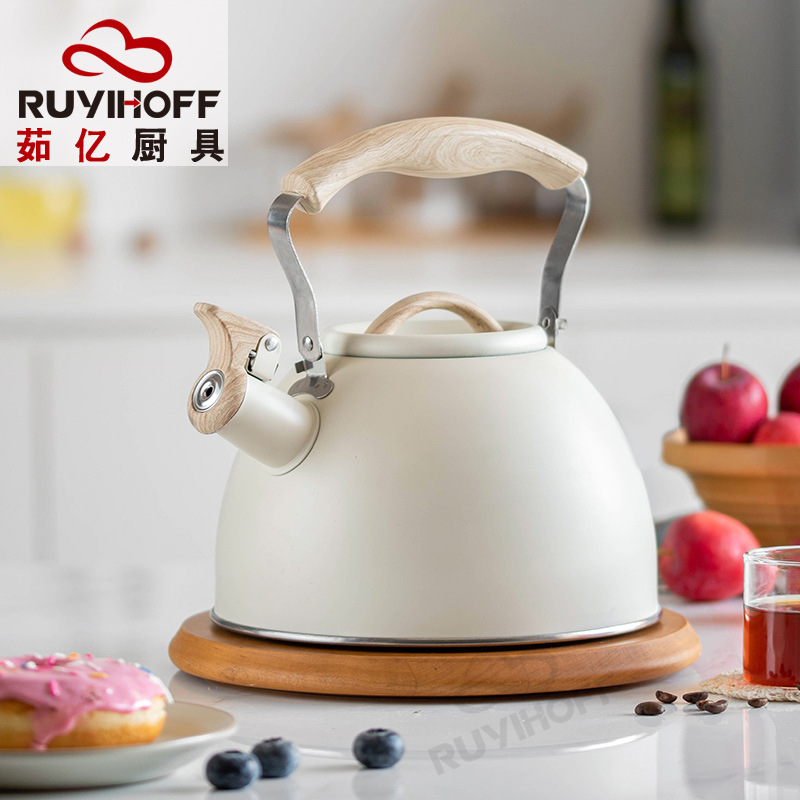 Amazon's new off-white Mingyin kettle for brewing tea and coffee, a 3L European and American mingyin kettle, a light luxury kitchenware with a folding handle Specification drawing