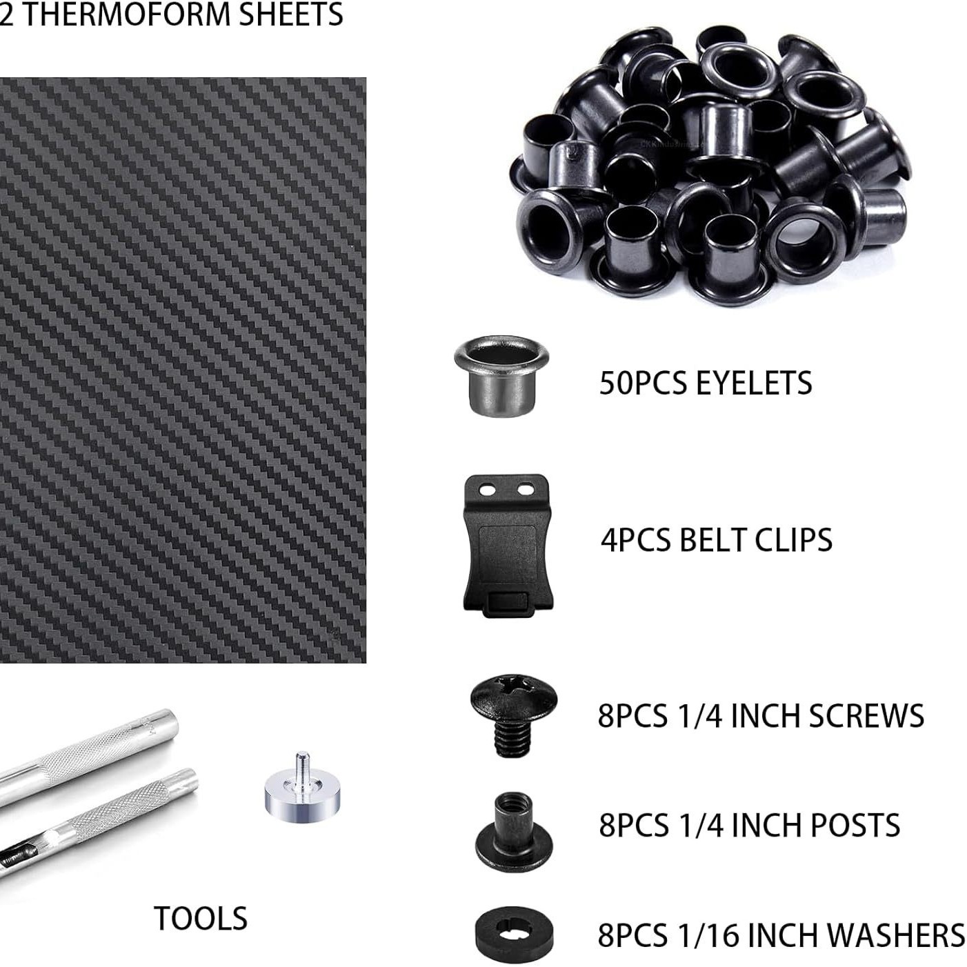DIY carbon fiber thermoplastic board with clip holes, manual fixator, K sheath accessory, inner diameter 6mm leather case kit details Picture