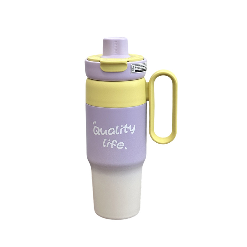 New Yongkang Giant stainless steel insulated cup, women's creative gradient high appearance level straw water cup, ice cup wholesale Item Picture