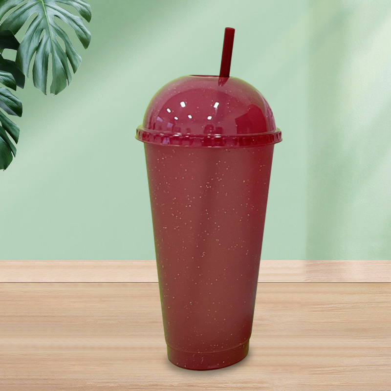 New transparent plastic cup arch cover glitter pp plastic straw cup for both men and women, 710ml in stock, factory wholesale Specification drawing
