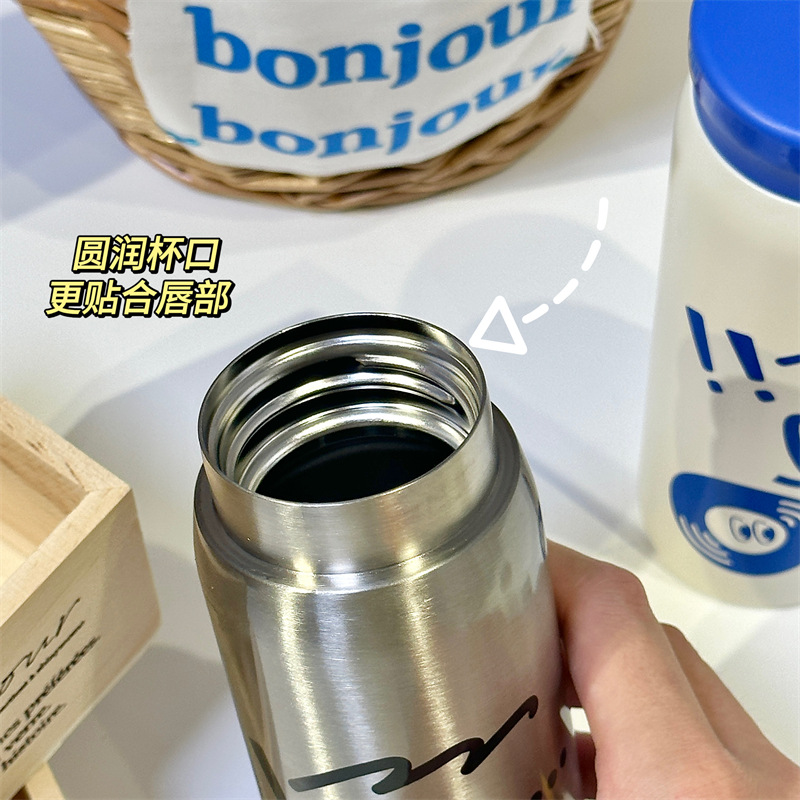 Mini pocket direct drinking portable cup, cartoon graffiti small children's insulated water cup, 304 stainless steel insulated cup Application Scenario