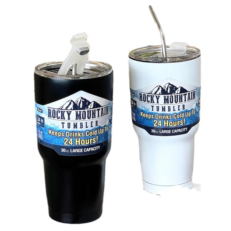 Simple and high-appearance 304 stainless steel cup, 30oz large-capacity ice cup, insulated cup, portable car straw cup Item Picture