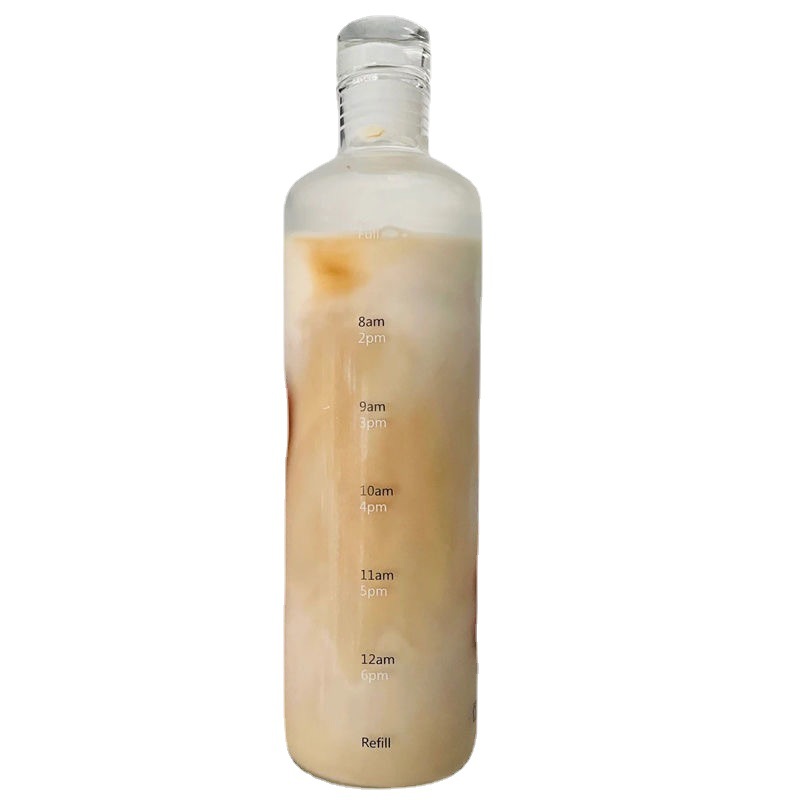 Transparent juice cup, high appearance level, time-scale plastic cup, portable water bottle, large-capacity drinking cup for women at any time Item Picture
