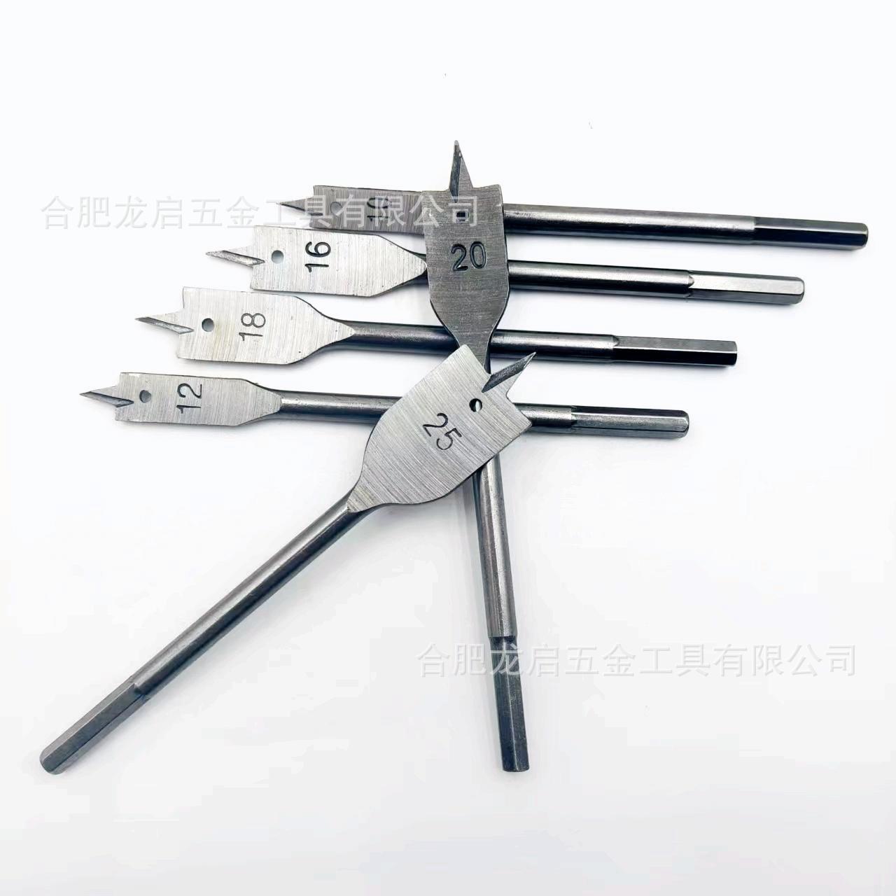 6-piece set of hexagonal handle hanging bag woodworking flat drill set, woodworking drilling and hole opening machine, 10-25mm woodworking drill Item Picture