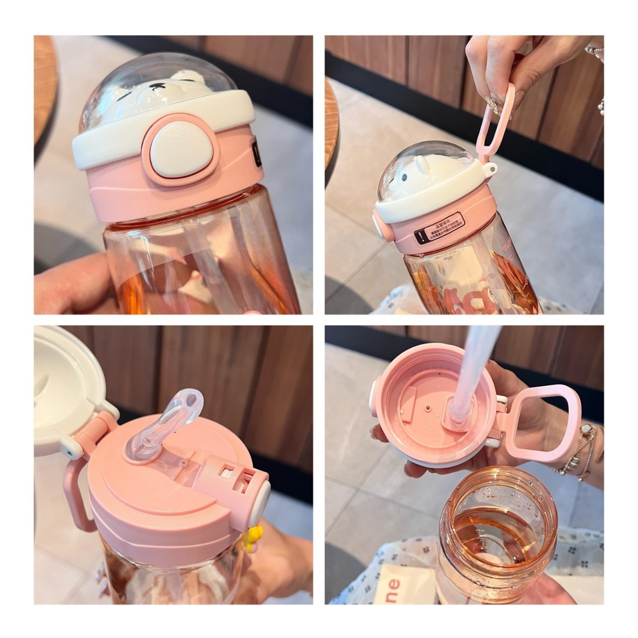 Children's water cup, high appearance level, girls' straw cup, cute girls, portable anti-drop plastic water bottle for primary school students, summer details Picture