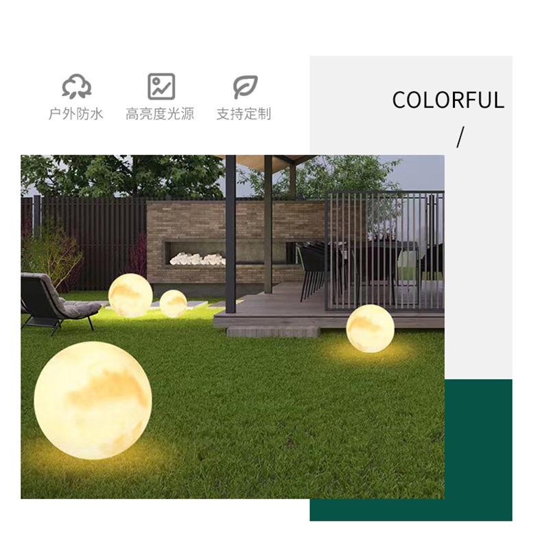 Moon lamp, outdoor atmosphere, lawn lamp, ground plug, waterproof decorative landscape, spherical floor lamp, solar garden lamp Application Scenario