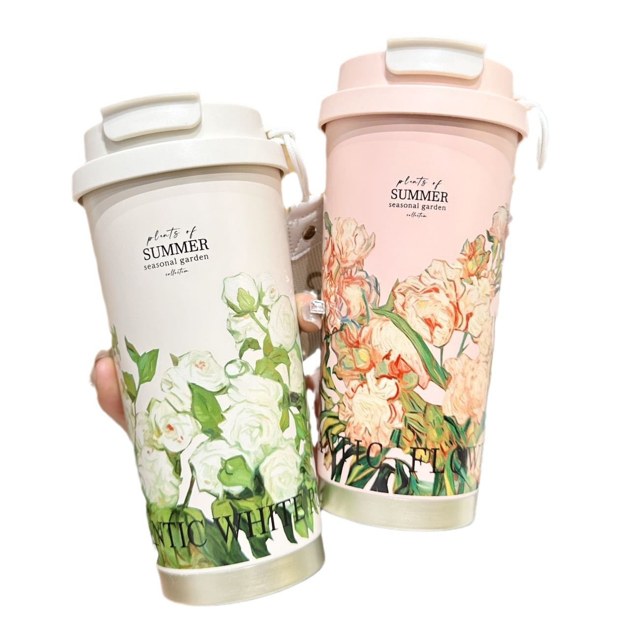 Summer Garden insulated cup for girls, high appearance level coffee cup with straw, 316 stainless steel portable double drinking cup Item Picture