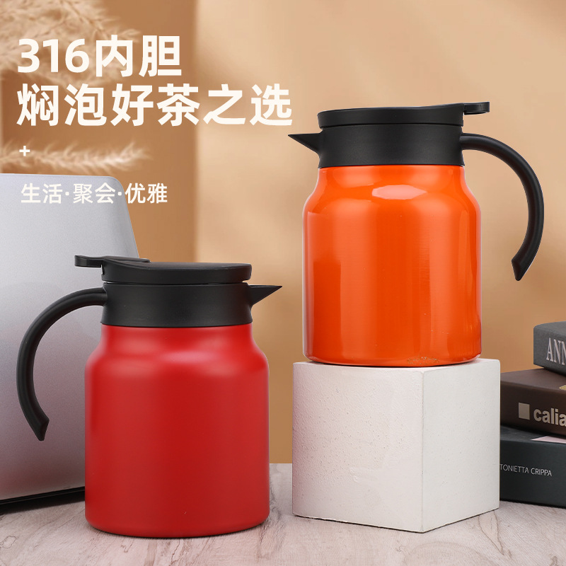 Wholesale of new 316 stainless steel stewed teapot, portable coffee pot, household large-capacity insulated pot and business gift pot details Picture