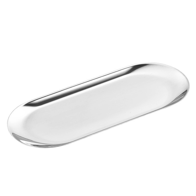 Nordic ins jewelry storage, pastry, barbecue, golden towel plate, outdoor stainless steel oval tray Item Picture