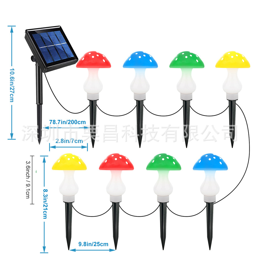Cross-border new mushroom lamp, outdoor LED solar mushroom lamp, courtyard and garden waterproof decoration (round edge head Item Picture