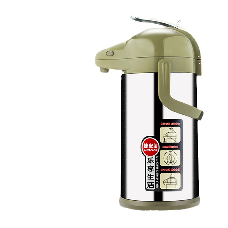 Pneumatic thermos, household warm tea bottle, insulated kettle, large-capacity press-type thermos, portable water bottle, thermos Item Picture