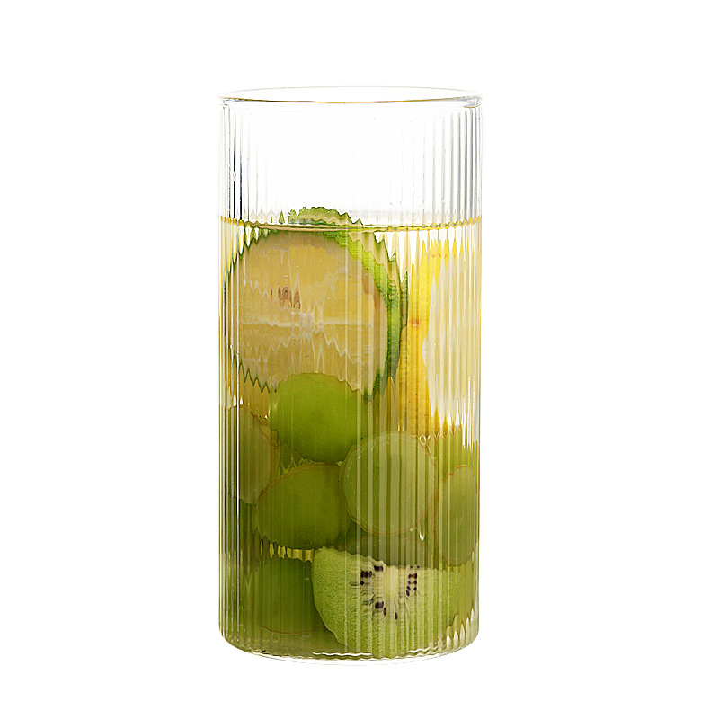 Ins-style high borosilicate glass water cups, household Nordic-style tea cups as souvenirs, vertical patterned glass cups, heat-resistant Item Picture