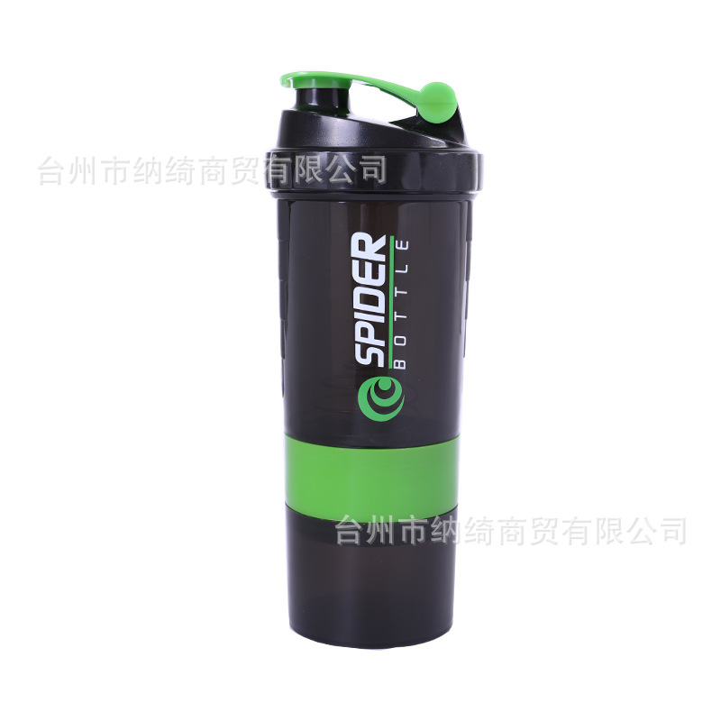 Three-layer shaker cup, fitness plastic cup, protein powder milkshake cup, portable mixer, multi-functional with scale and printed logo Item Picture