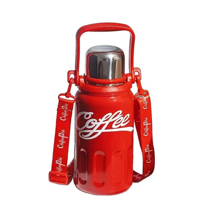 316 stainless steel insulated flask, large-capacity Coca-Cola carrier handle flask, portable outdoor internet-famous insulated cup Item Picture