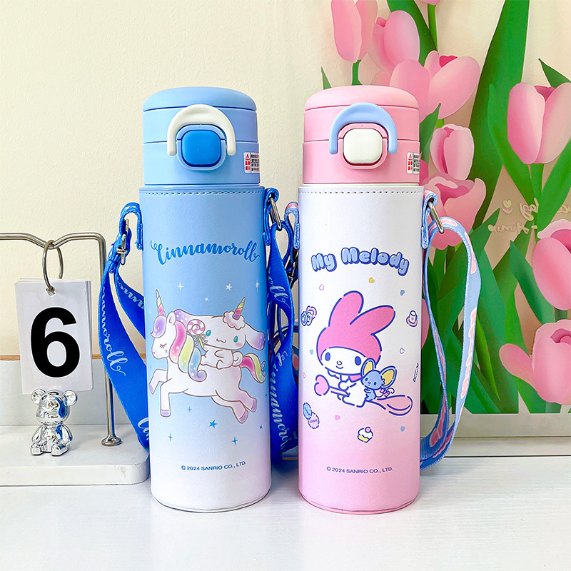Genuine Sanrio authorized insulated cup, high appearance level cartoon student sports cup, convenient large-capacity double drinking cup full figure