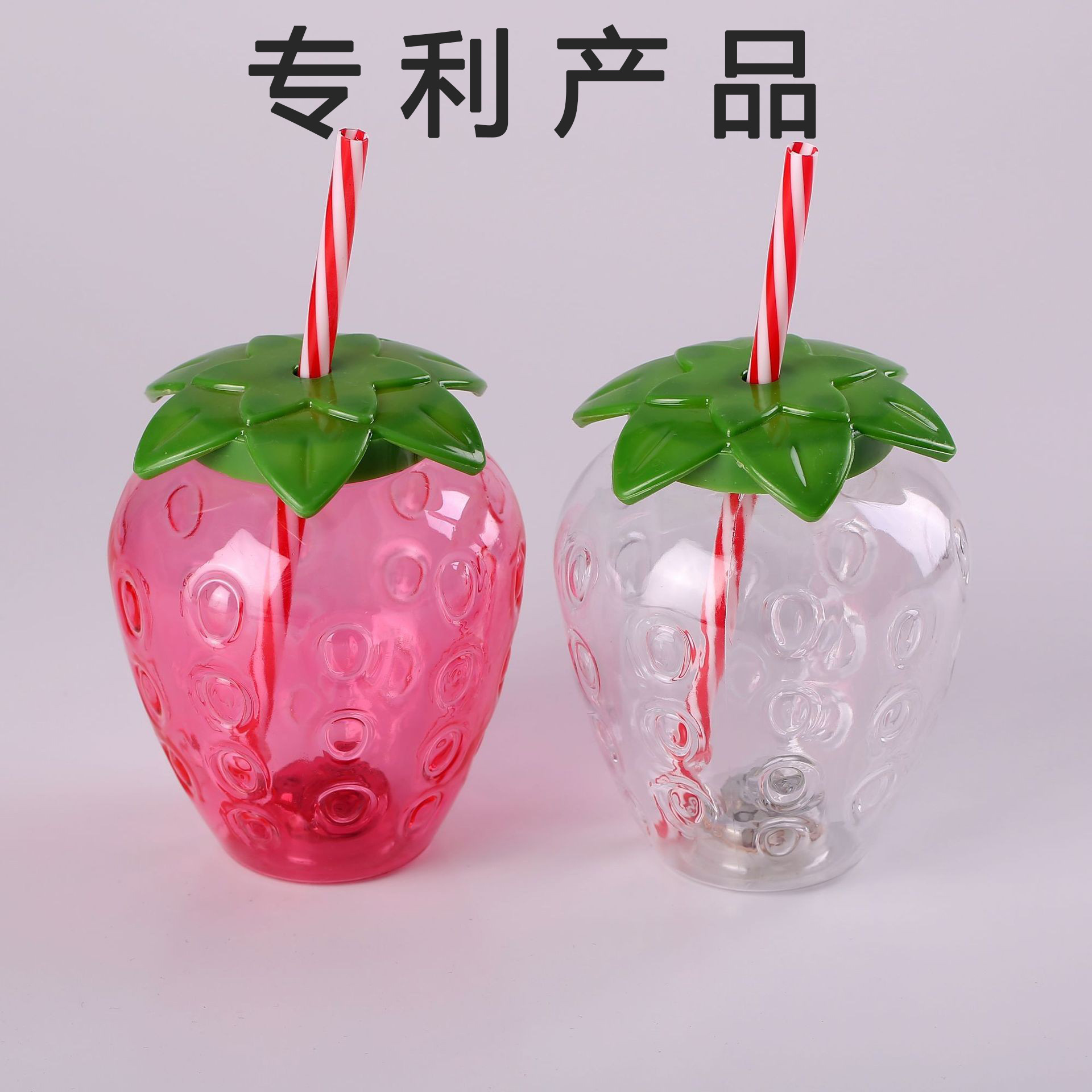 Factory direct sales, popular creative PET500ML strawberry cup, luminous plastic pineapple juice cup, strawberry straw cup details Picture