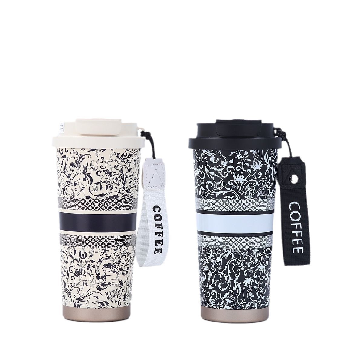 The same stainless steel inner liner double-drinking cup of Bawang Tea, Lily of the valley coffee cup with high appearance level, car gift insulated cup Item Picture