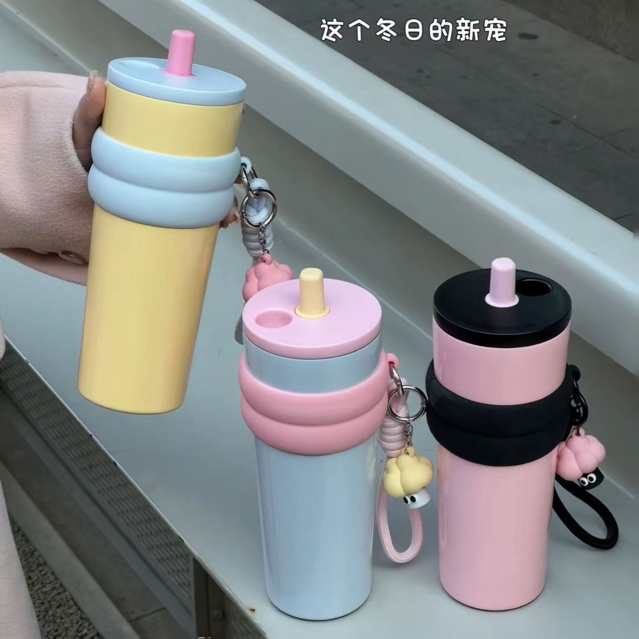 New cross-border coffee cup, high appearance level, men's and women's straw insulated cup, stainless steel large-capacity heat and cold preservation ice cup details Picture
