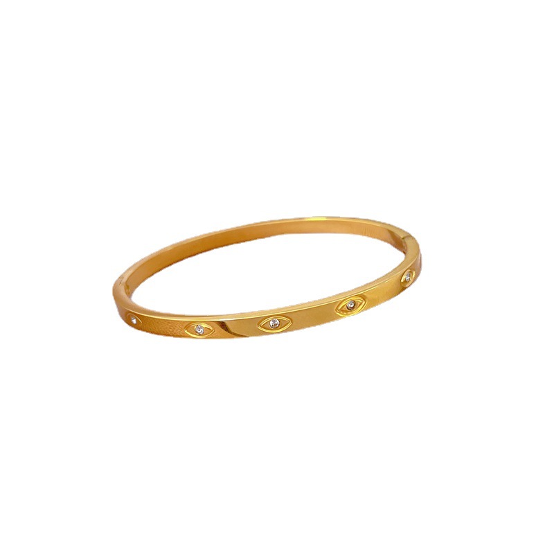 【 All-titanium Steel 】 European and American horse eye zirconium minimalist style titanium steel bracelet, minimalist cross-border retro stainless steel jewelry Item Picture