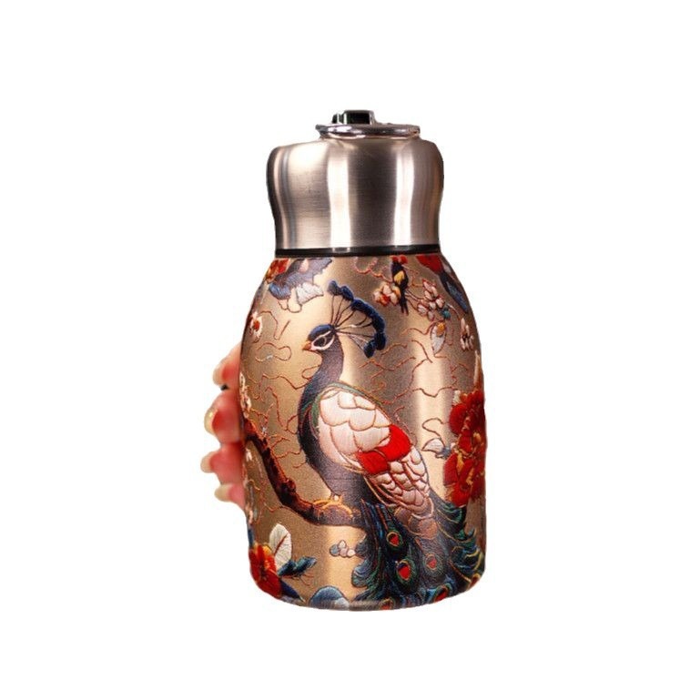 316 stainless steel Xiaopangding insulated cup, Chinese-style retro mini pocket cup, outdoor portable carrying ring, casual cup Item Picture