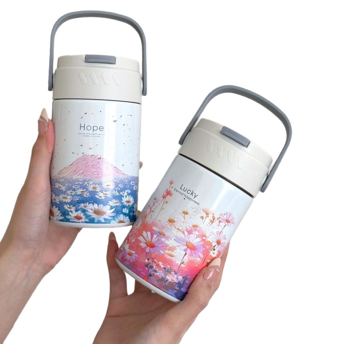 2025 High appearance level Straw Cup, portable handle, large capacity stainless steel insulated cup, tea-water separation brewing cup for girls Item Picture