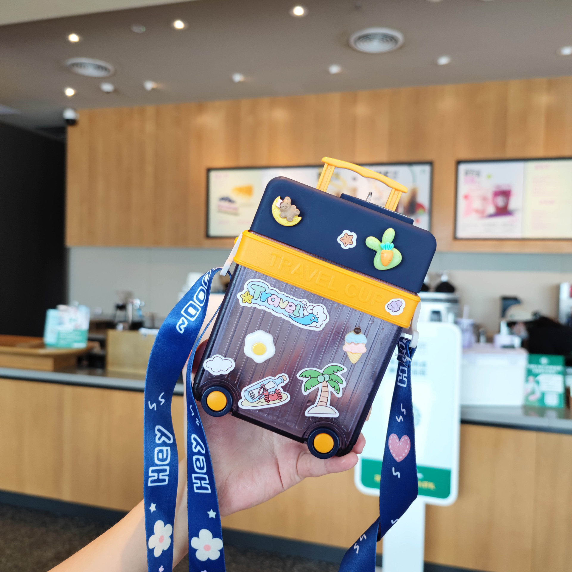 Yafiqi manufacturer wholesale cross-border e-commerce cartoon cute portable straps, high appearance level luggage, straws, water cups Specification drawing