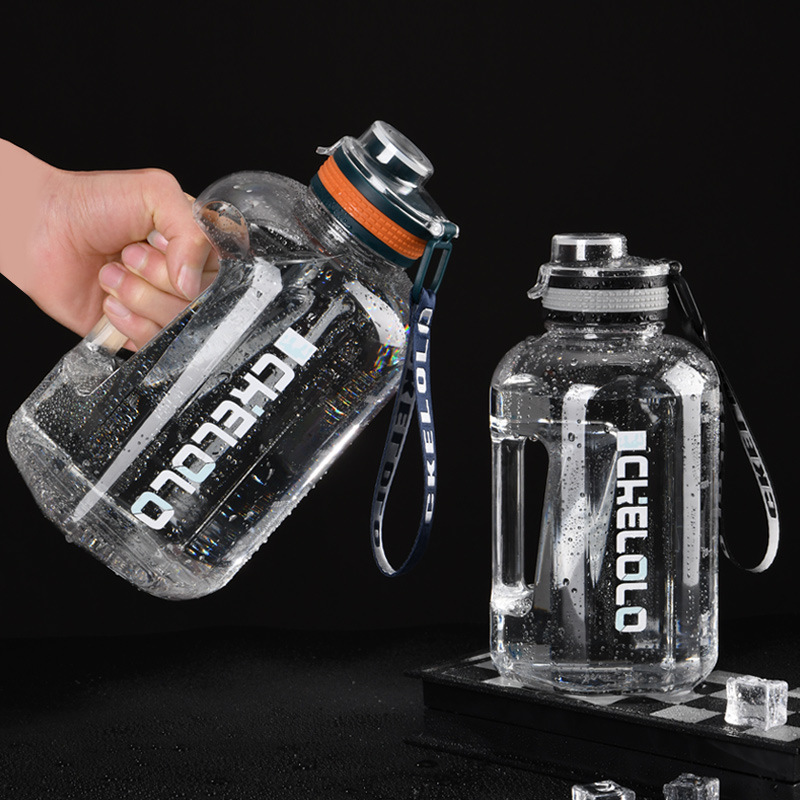 Ton ton bucket, large-belted cup, summer large-capacity water cup, men's and women's fitness sports water bottle, student plastic space pot customization details Picture
