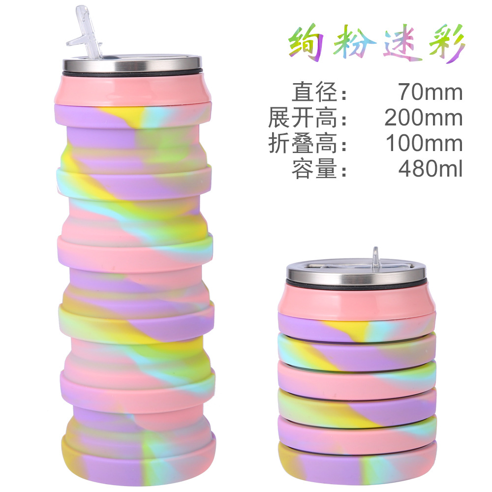 New Amazon silicone folding cup, creative stretchable can water bottle, camouflage folding sports water bottle Application Scenario