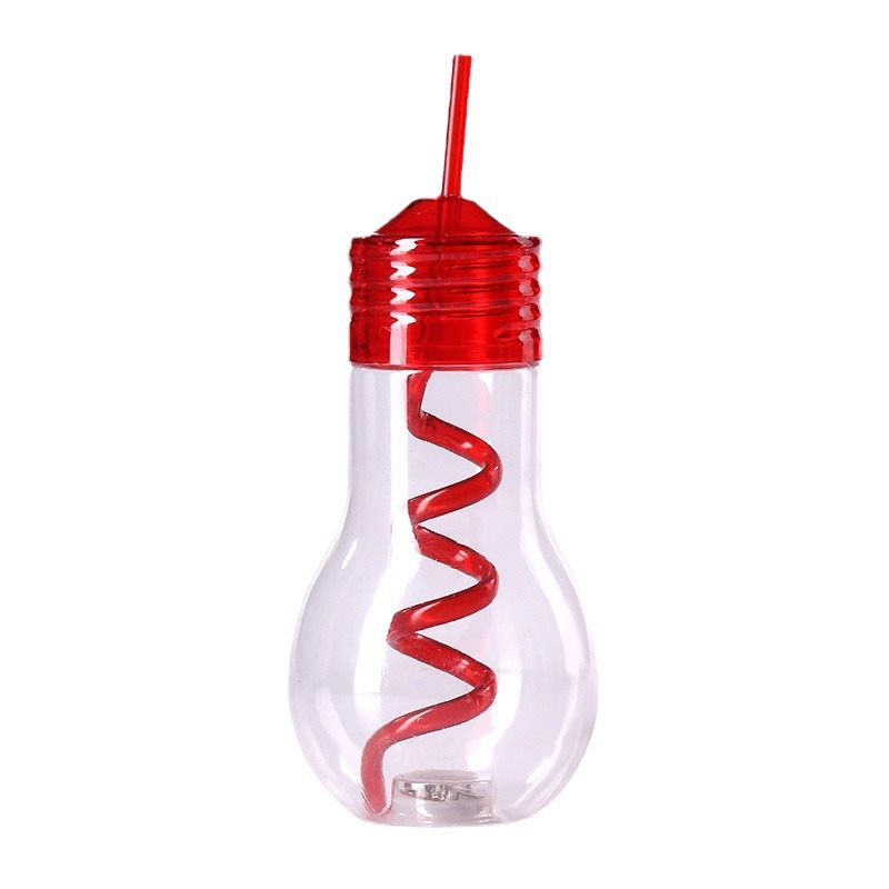 A new style of simple and fashionable, popular 600ml large-diameter bulb beverage bottle and disposable plastic straw cup with a light Item Picture