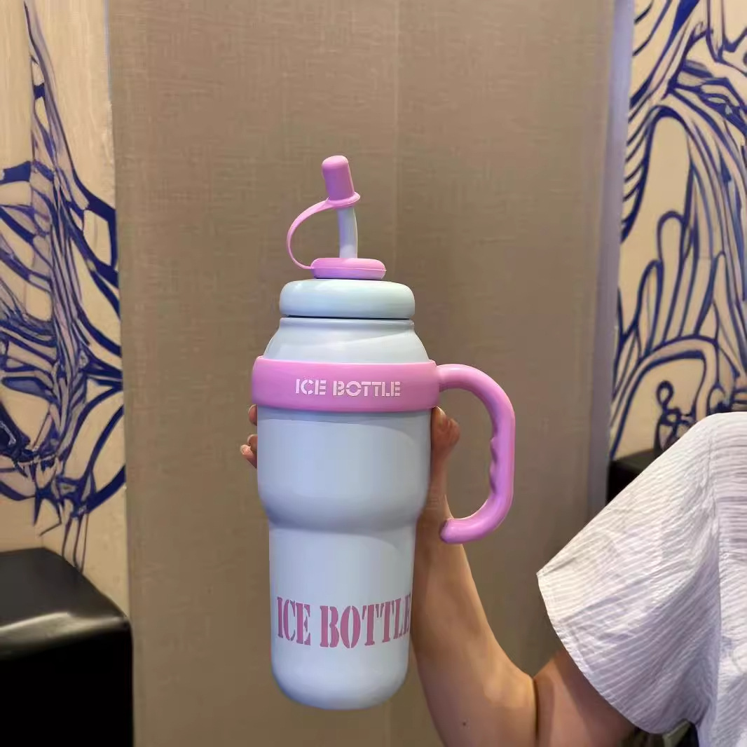 Customized new high-appeartion-level giant insulated cups, milk tea cups, lucky belly cups, cute style straw portable water cups Application Scenario