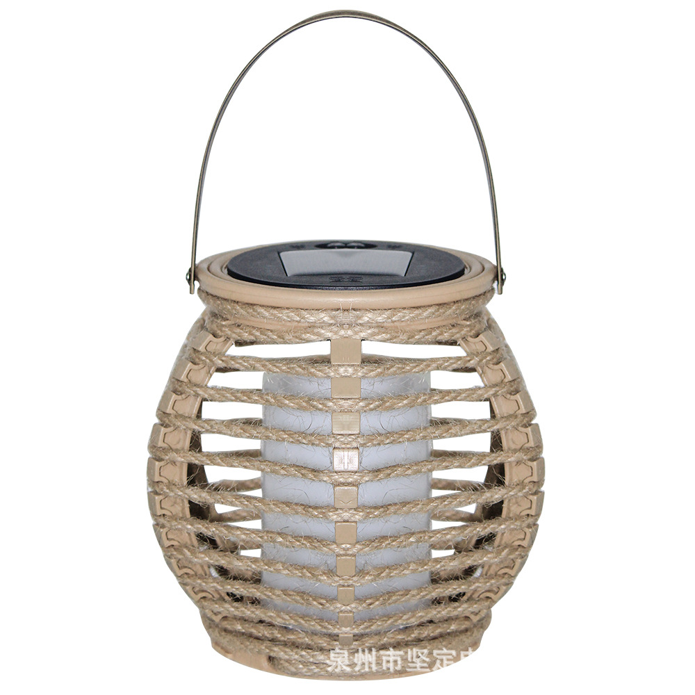 Solar-powered Chinese-style bamboo-woven lanterns for Spring Festival decoration, retro-style hand-held pendant lamps, outdoor courtyard atmosphere lights Item Picture