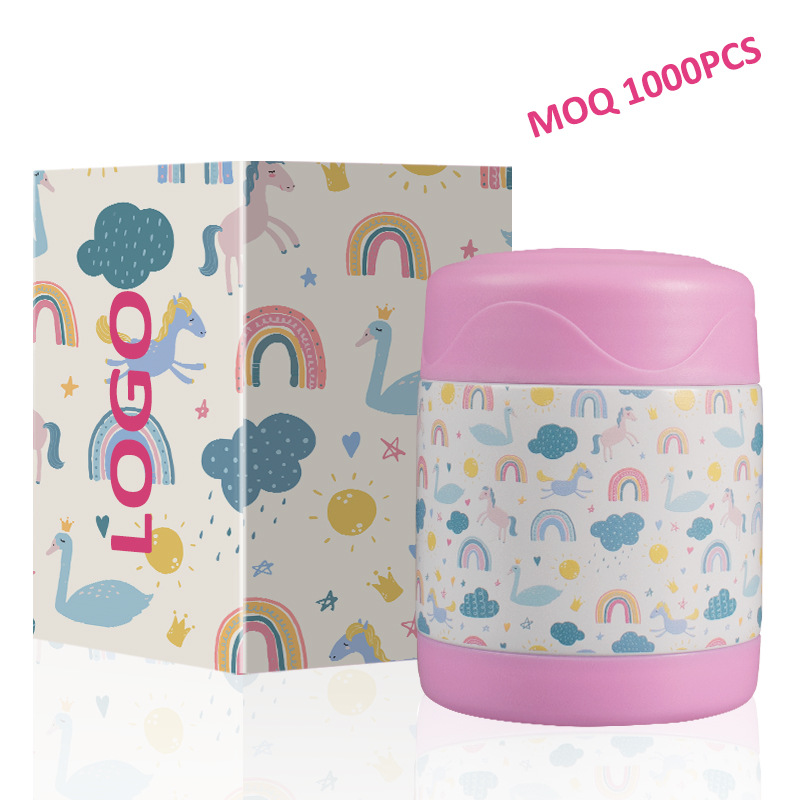Customized portable children's thermos POTS, insulated cups, porridge cooking cups, thermos kettles, thermos cups, children's lunch boxes, food cans full figure
