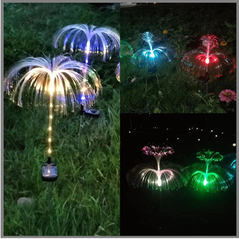 Cross-border outdoor solar fiber optic jellyfish lawn light LED single-layer, three-layer and five-layer jellyfish courtyard decoration for festivals details Picture