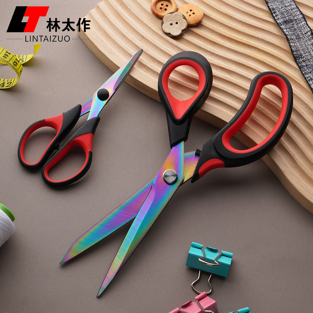 Cross-border stainless steel titanium-coated tailor scissors, sewing scissors, clothing scissors, home garment cutting scissors, large hand scissors, fabric cutting scissors full figure