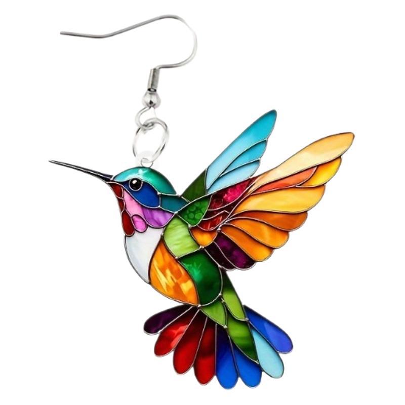The popular cross-border spring colorful bird acrylic earrings from Europe and America, a new style of fashionable and retro earrings in 2025, are selling well Item Picture