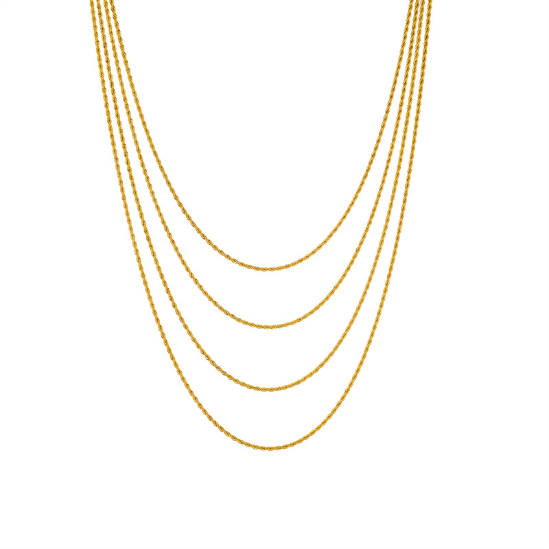 European and American fashion, individual punk hip-hop, retro, simple and versatile titanium steel metal twist chain, multi-layer layered wearing necklace Item Picture