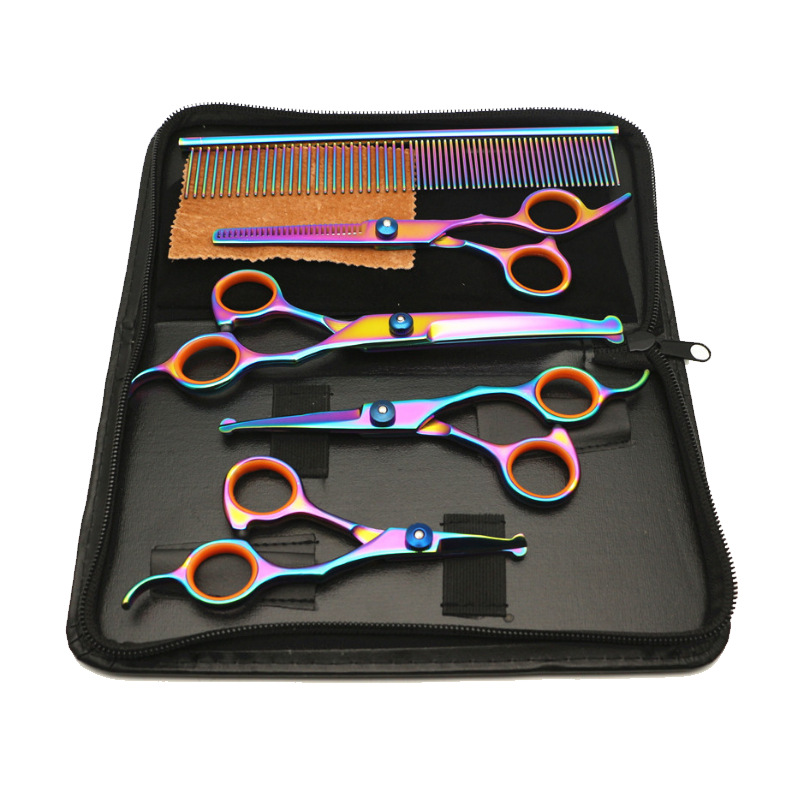 Foreign Teddy dog hair clippers, professional pet scissors, cleaning and grooming tool sets manufacturer, pet scissors sales details Picture