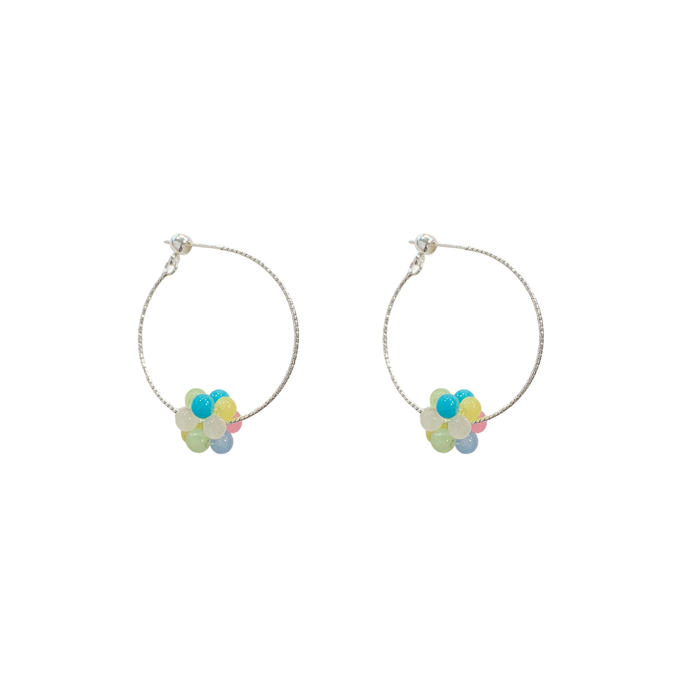 Summer dopamine, fresh and light blue, transparent beaded ear rings, women's exaggerated and high-end style, vacation style earrings Item Picture
