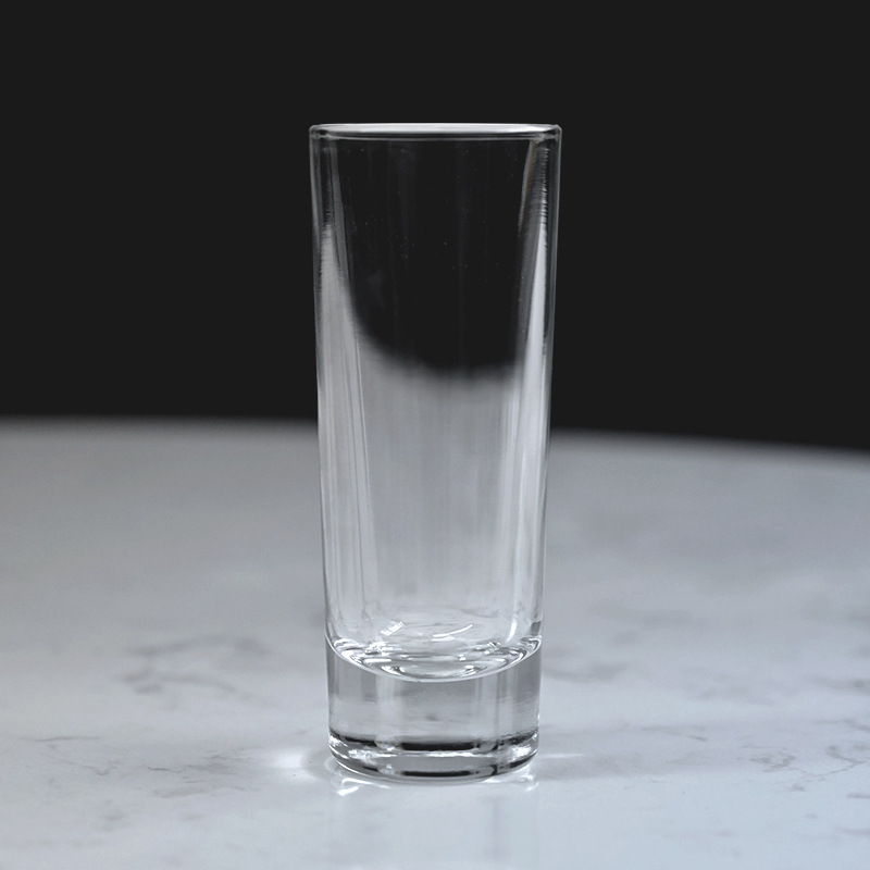 Wholesale of 60ml thick-bottomed glass straight pen holder cups, bullet cups and white spirit swallow cups with LOGO printable Application Scenario