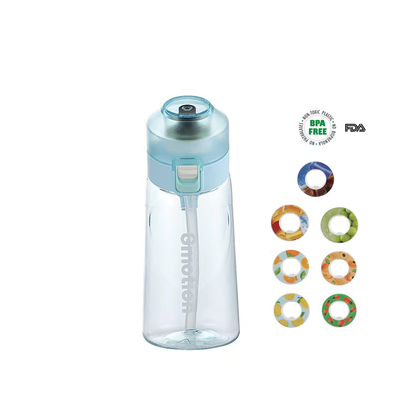 2023 Cross-border New small-capacity sugar-free and caloric scented cup, 500ml sports straw handle, playing water cup with 7 flavor rings details Picture