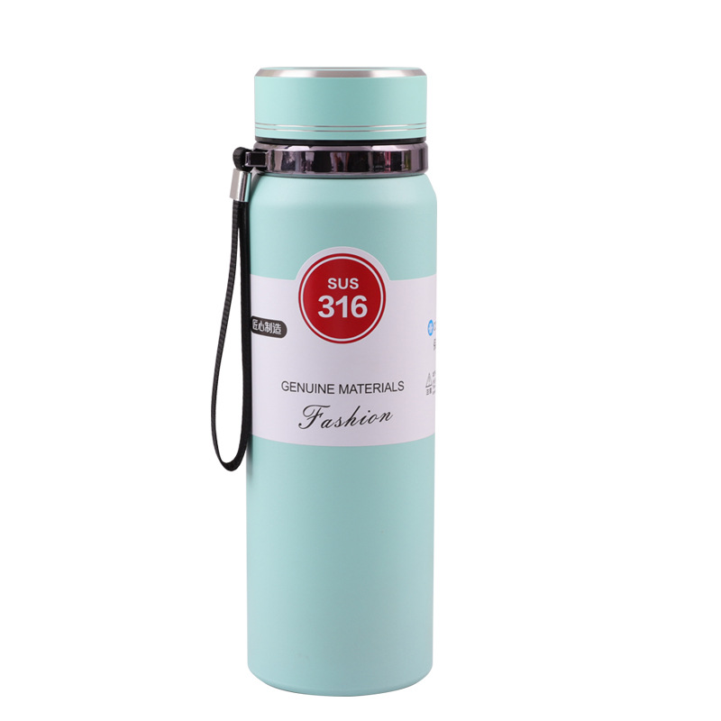 Wholesale of best-selling large-capacity 316 stainless steel vacuum insulated cups, outdoor portable mountaineering travel kettles, and water bottles with straps Item Picture