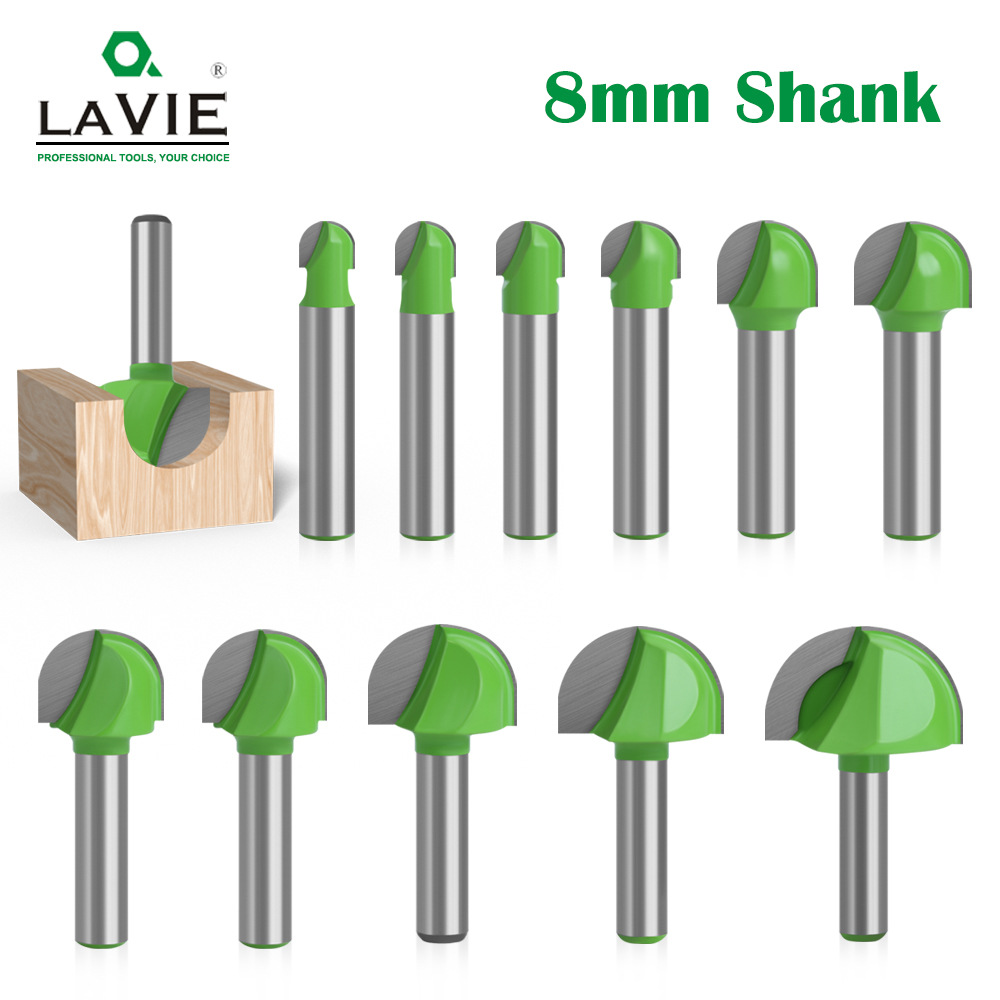 8 round-bottom woodworking milling cutters, round-head cutters, R-corner semi-circular lace ball cutters, engraving machine cutter heads for slotting full figure